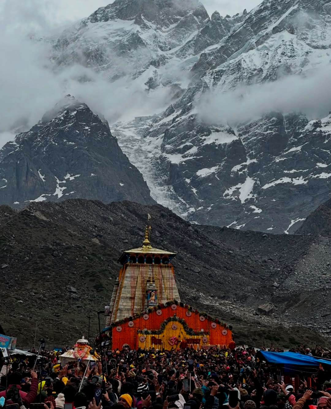 Kedarnath Temple in the Himalayas, one of the twelve Jyotirlinga shrines of Lord Shiva in Uttarakhand