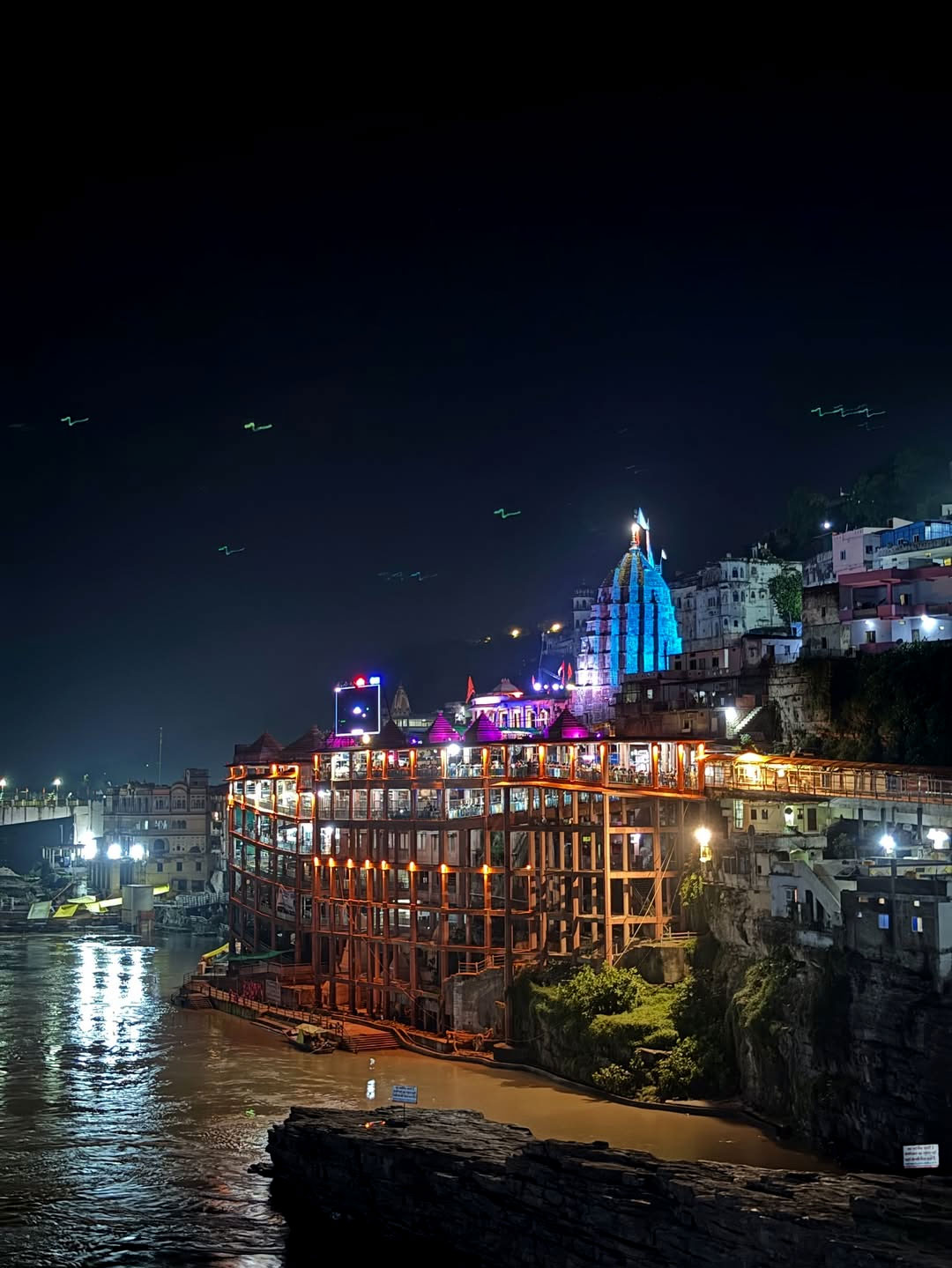 Front view of Omkareshwar Temple situated on Narmada River, Madhya Pradesh