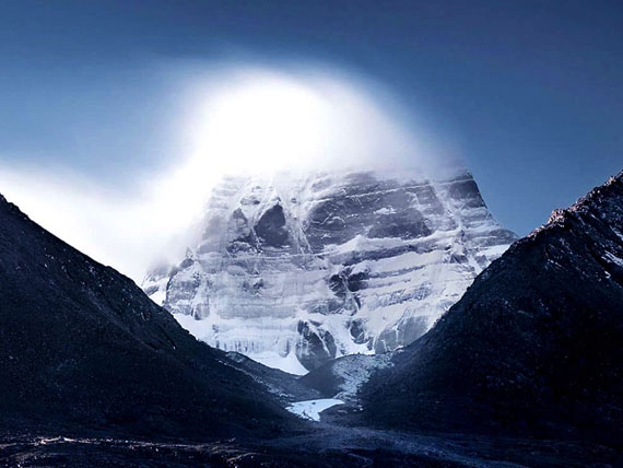 Mount Kailash North face night view under moon light