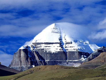 Snow covered Mount Kailash South Face view from Ashtapad