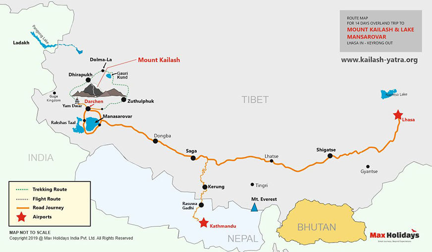 Overland Kailash Yatra Map Lhasa to Keyrong Overland Kailash Yatra Map Lhasa to Keyrong