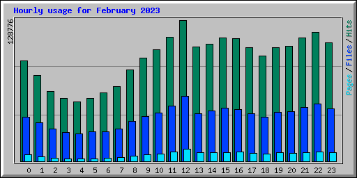 Hourly usage for February 2023