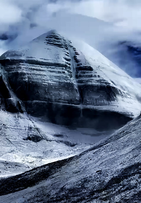 Snow-covered Mount Kailash with breathtaking view